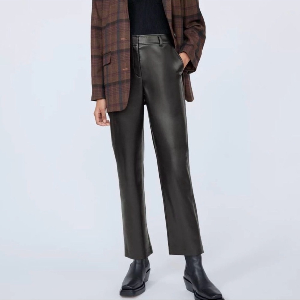 Babaton Command Cropped‎ Vegan Leather Pant Black Aritzia Sz 8 Corporate Chic